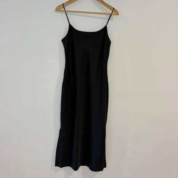 Express NWT Black Satin Adjustable Strap Midi Slip Dress Size S - Picture 2 of 8